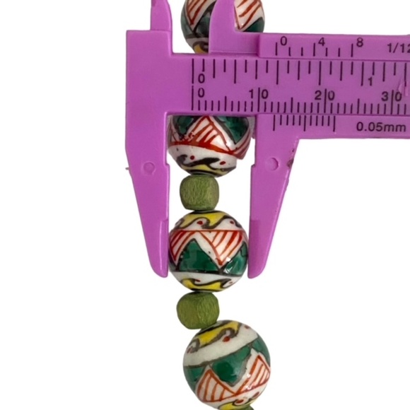 Handcrafted Painted Ceramic Beads Necklace - Picture 6 of 7